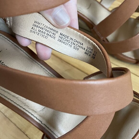 Time & Tru Memory Foam Strappy Heels Size 11 Light Brown summery wedding shoes - Picture 5 of 7